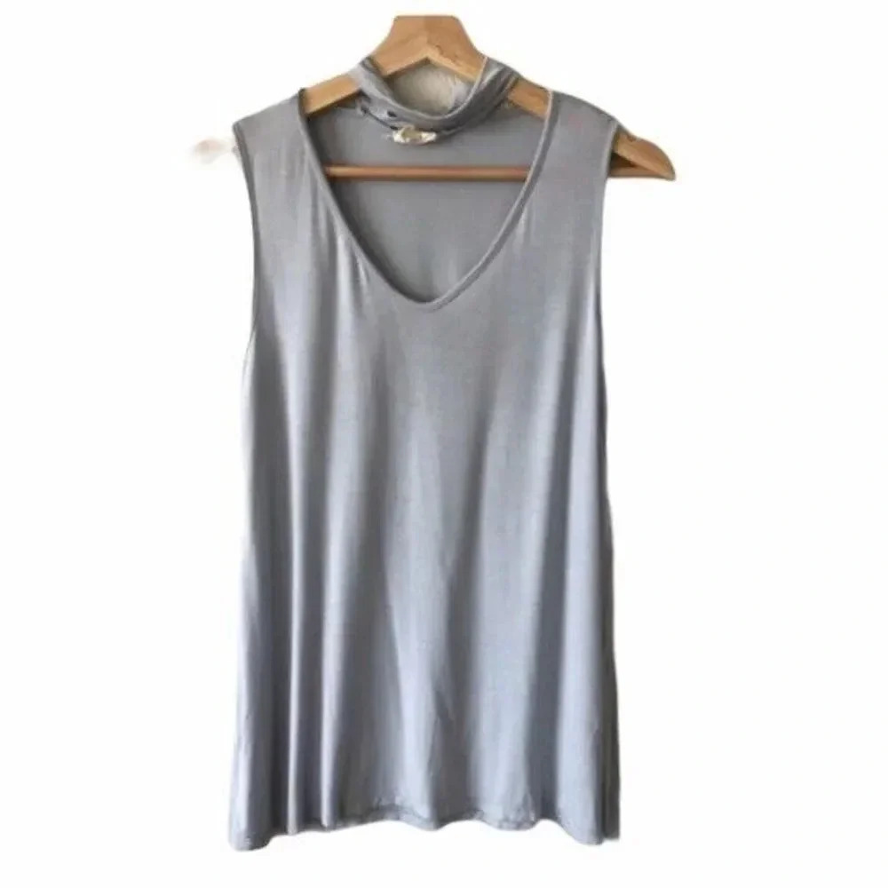 Urban Outfitters Caution to the Wind Light Blue Choker Neck Tank Top